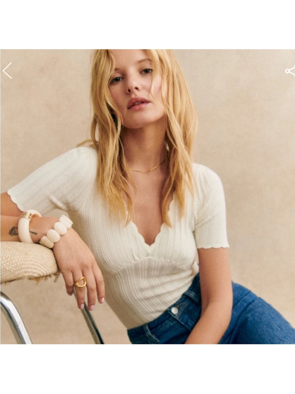 Sezane Cloe Jumper Cream Sz XL - Picture 10 of 11